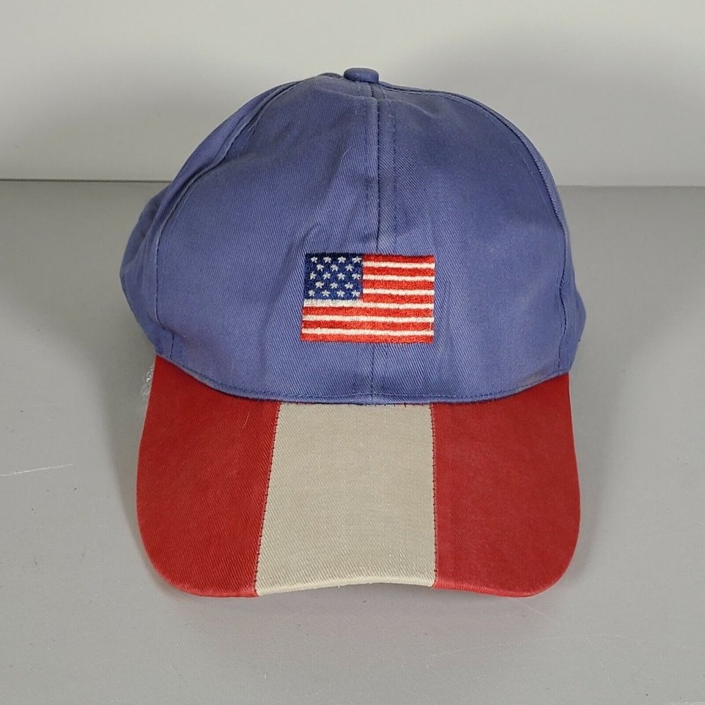 USA Flag United States Red White Blue Adjustable Hook Loop Baseball Hat Cap